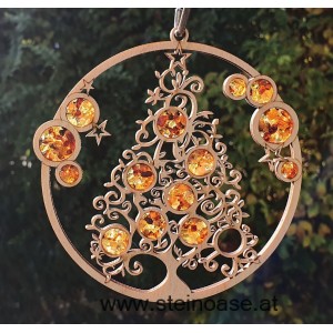 Fensterbild Suncatcher Bernstein - WEIHNACHTSBAUM / CHRISTBAUM Ø 11cm